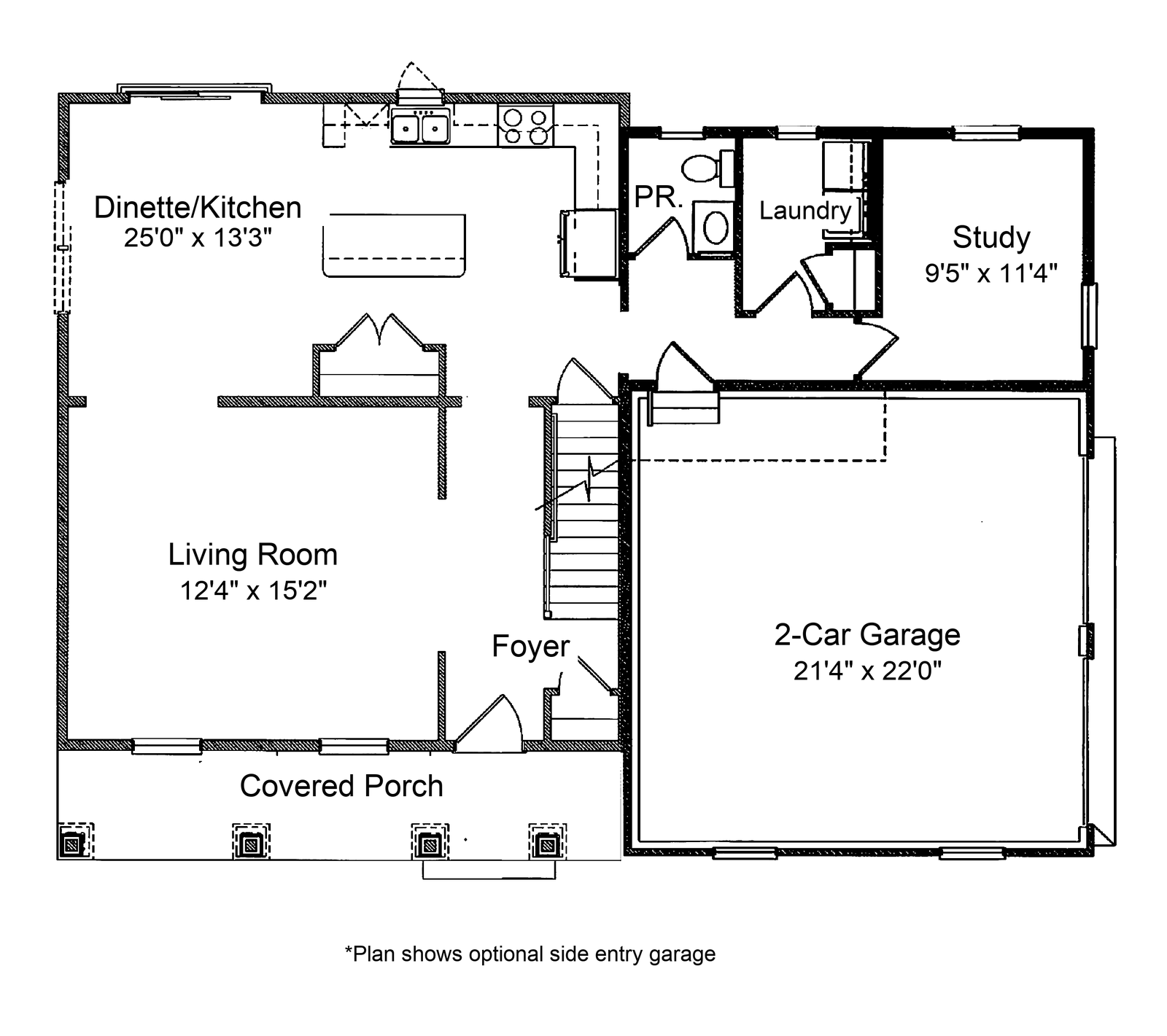 The Isabella first floor (two-car) plan, Highland Development Group new construction