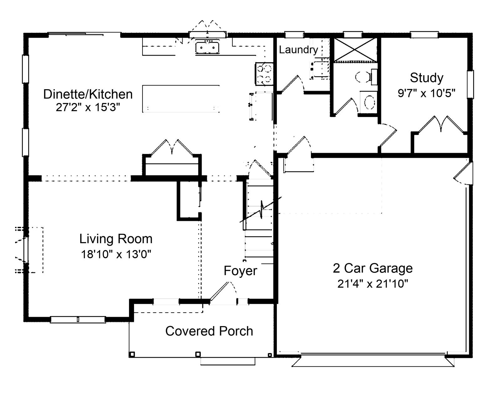 The Lily first floor plan, Highland Development Group new construction